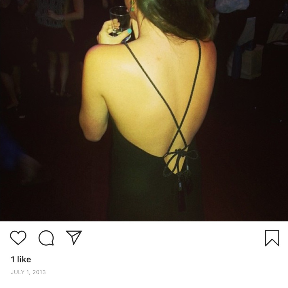 Sexy long black dress with great tie string back